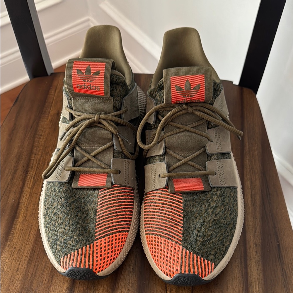Adidas Men's Olive and Orange Sneakers